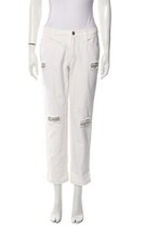 Ermanno Scervino Crystal Embellishments Insert White Jeans  Size I 40 UK 8 US 4 