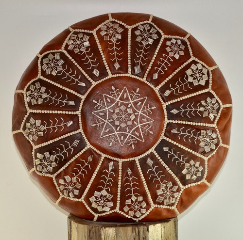 Moroccan leather embroidered - leather,