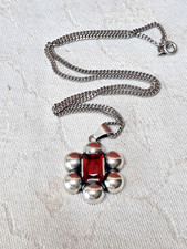 Swedish red stone necklace ASA Silver