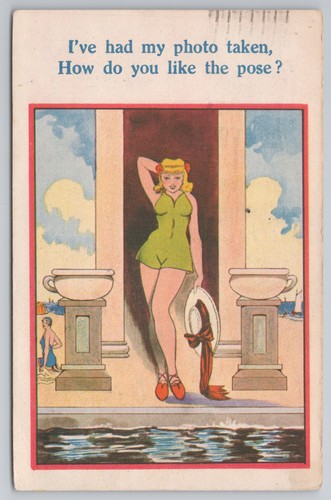 Postcard vintage comic glamour - postcard,