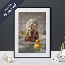 Funny Dog in Bath Print –