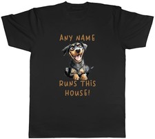 Personalised Rottweiler Pet Dog Runs This House Mens T-Shirt Tee Gift Top