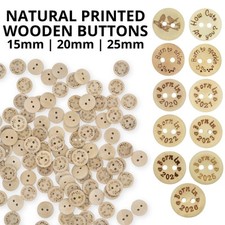 Natural Printed Wooden Buttons - Patterns Quotes Born in 2026/25/24/23/22/21/20