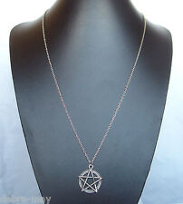 Pentagram Pentacle Pendant 32" Long Chain Necklace - Wiccan Pagan Gothic
