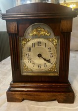 Antique German Mantel Clock C.1920 Silver Dial Balance Movement - Working