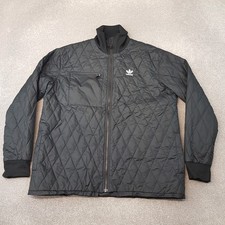 Adidas Mens Jacket Large Black Quilted Padded Originals SST Trefoil Coat Zip Up