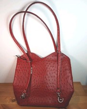 Borse In Pelle Leather Shoulder Bag Handbag Red Ostrich Style Textured