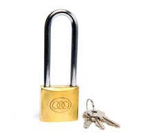TRI CIRCLE 38mm LONG SHACKLE PADLOCKS (Brass or Iron)
