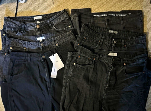 Six pairs black jeans - six,