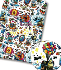 Disney Tattoos Peter Pan Up  polyCotton Fabric Half Yard (18” x 55”) 26929