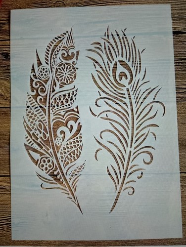 Feathers reusable stencil - feathers,
