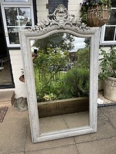 Large French grey mirror with beautiful detailed frame