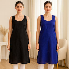 Women’s Cotton Full Slip 40" Long Camisole Underslip 2-Pack Petticoat Underskirt