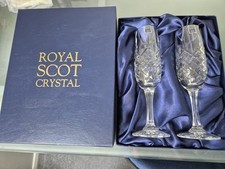 Royal Scot Crystal Hand Cut Crystal Champagne Flutes