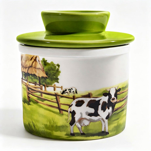 Ceramic butter crock - with, lid
