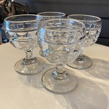 4 Late 19th Century Lead Crystal Goblets/Rummers 1850s Antique Triple Moulded