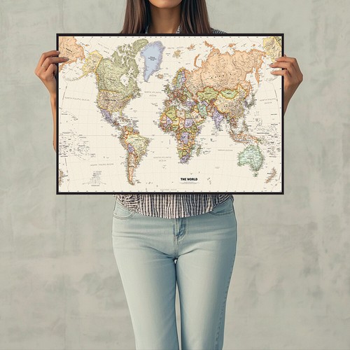 Large world map - map, a0