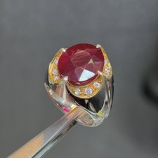 10 Carats Natural Ruby Ring Sterling Silver 925 Handmade Yaqoot Ring Real Ruby