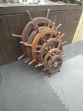 6 Antique Ships Steering Wheel Helm's Wood & Brass 