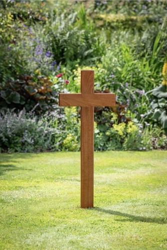 Hardwood grave marker cross - grave,