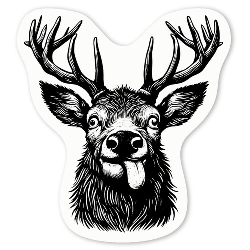Funny face stag decal - 'funny,