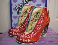 Rare Irregular Choice Orkid Beauty Red Boots Size 37 Pre-Owned in Original Box