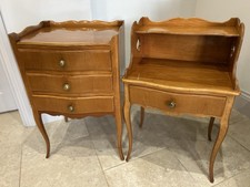 Pair French Carved His N Hers 3+1 Drawer Cherrywood Bedside Drawers Table Units