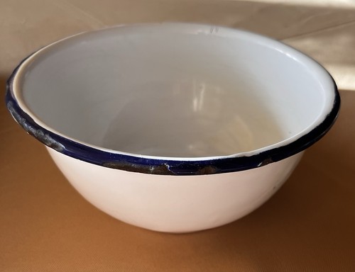 Vintage enamelware bowl basin - bowl,