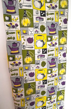 Vintage Soft Furnishings Light Curtain 50s 60s Purple Yellow Green White Kitchen