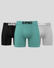 PSD 5" Boxer Briefs Solids 3 Pack –Cotton Stretch, ( Black, Grey. Green )