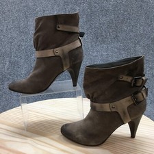 Latitude Femme Boots Womens 37 Ankle Bootie Brown Buckle Comfort Kitten Heels
