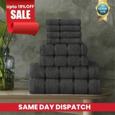 8pc Boston Towel Bale Set 100% Egyptian Cotton Extra Absorbent Dark Grey Towels