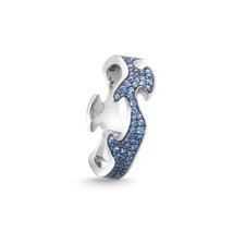 Georg Jensen Fusion Centre Ring - 18 kt. White Gold with blue sapphires