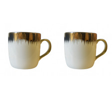 2 x White Ceramic Coffee Mugs