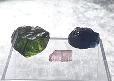 Set Of 3 Gem Quality Tourmaline, Green, Blue & Pink, 4.6 Grams