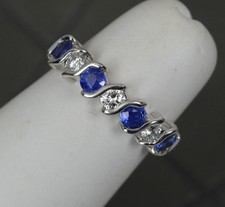 BOODLES 18ct White Gold Sapphire and Diamond Half Eternity Ring