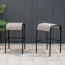 76 cm Set of 2 Patio Bar Stools Outdoor Metal Bar Height Bistro Stools