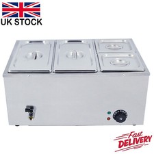 Commercial 4 Pots Bain Marie Electric Wet Well Sauce Food Pan Heat Food Warmer