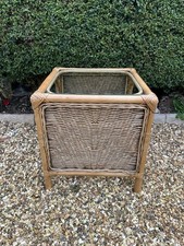 Bamboo Rattan Wicker Glass Top