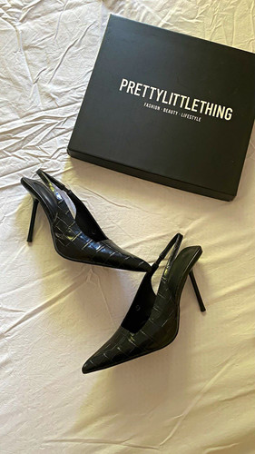 Prettylittlething black croc - prettylittlething,