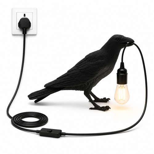 Lucky black bird - black, resin