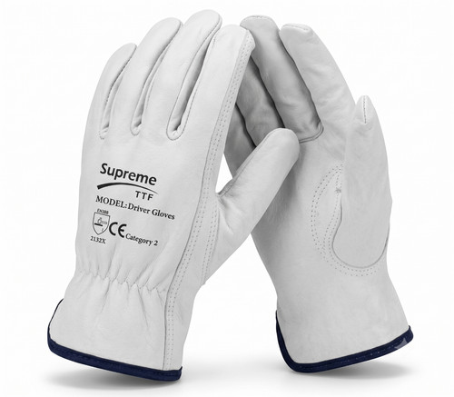 Premium white leather gloves - leather,