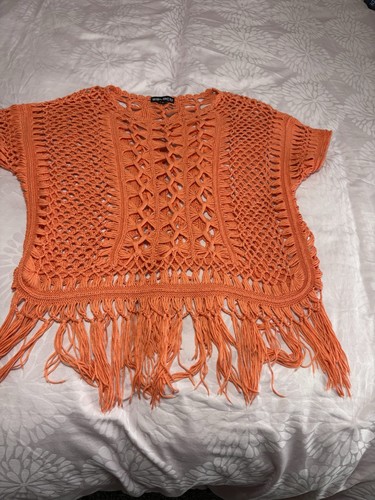 Boho orange open knit crochet - boho,