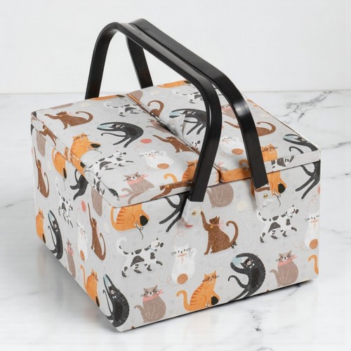 Sewing basket box cats design - cats,