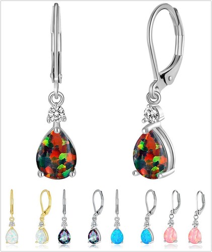 Blue fire opal hoop silver - opal,