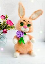 CROCHET PATTERN PAPER COPY FLUFFY LADY RABBIT WITH EYELASHES & TOY NOSE 180