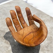 ChiselCraft Hand Made Wooden Hand Wood Carving , Fruit Bowl Money , Key Holder