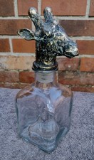 Glass Decanter / Storage Bottle With Unusual Giraffe Head Metal Stopper