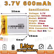 3.7v 600mAh 602535