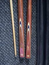 3 Piece Pot Black Snooker Cue With Soft Black Case Vintage 